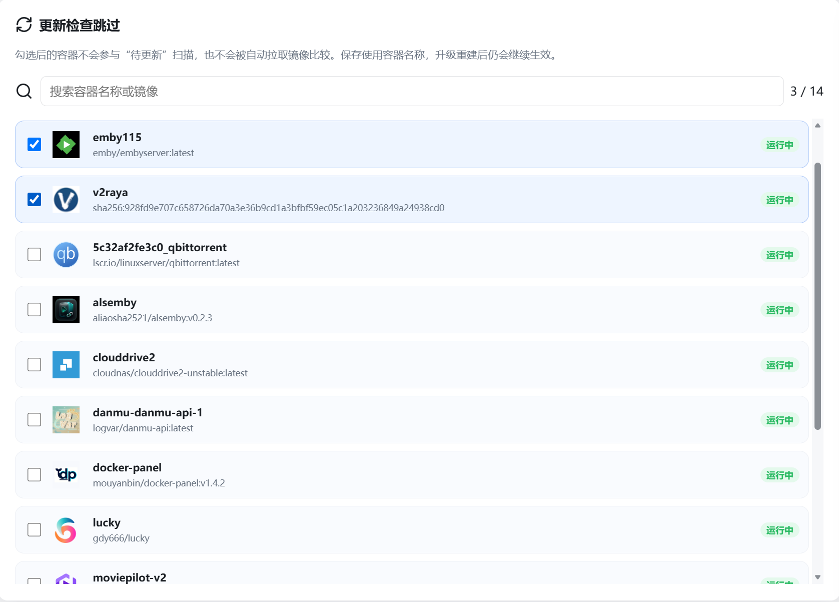Docker 设置 / 更新检查跳过
